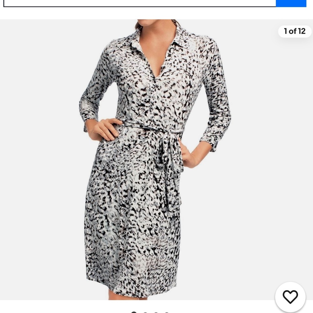 CAbi Black and White Abstract Print Jersey Knit 3/4 Sleeve Shirt Dress M - Picture 13 of 13
